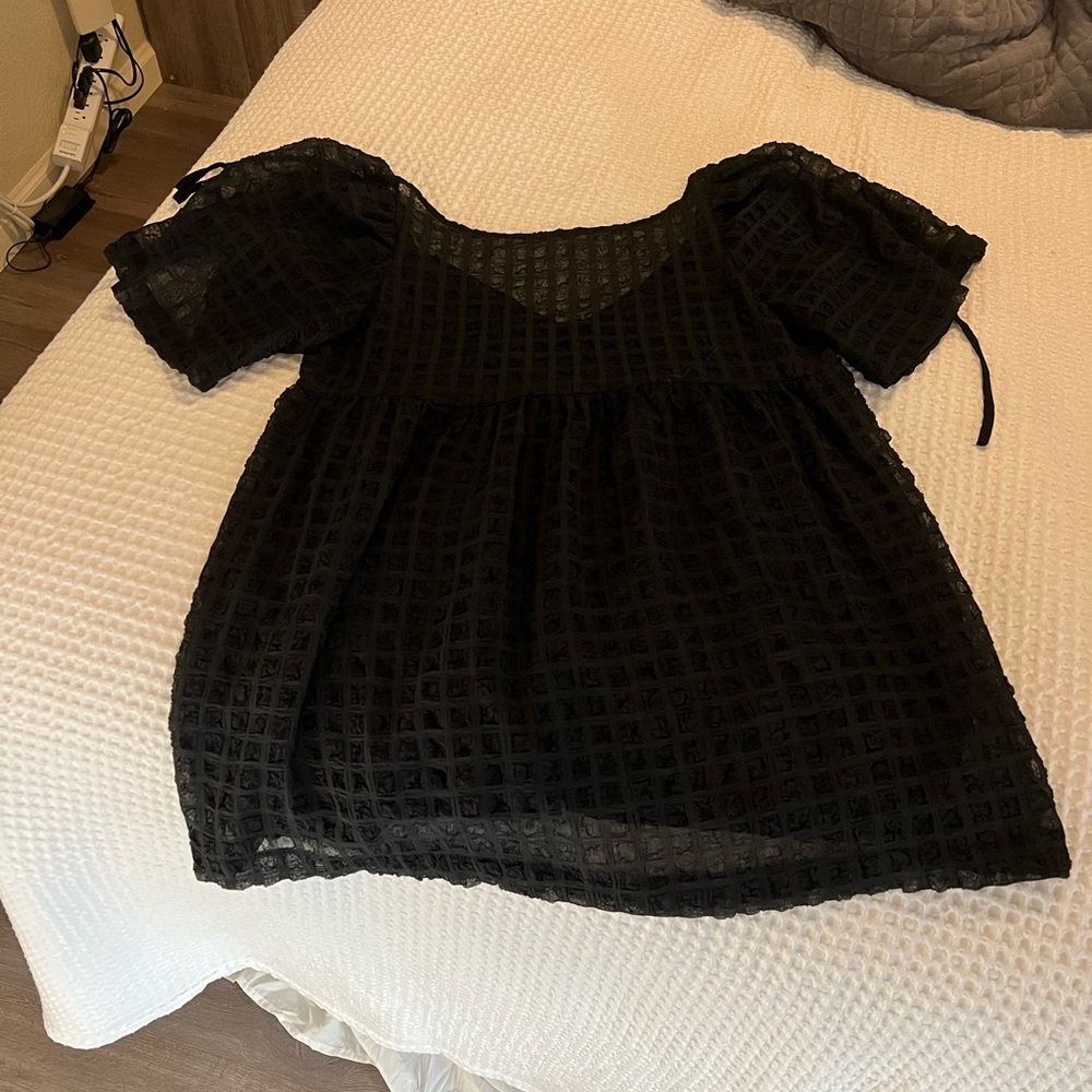 Medium Urban Outfitters Black Polyester Babydoll Blouse